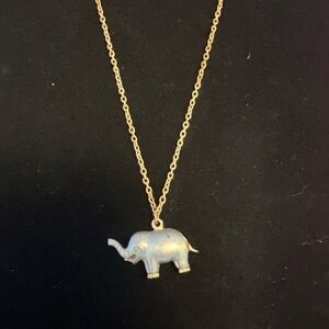 Gold Tone Elephant Pendant Necklace